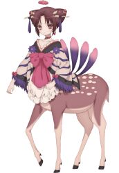  1girl brown_eyes brown_hair clantail deer_girl dress frilled_dress frills highres horns japanese_clothes lolita_fashion magical_girl mahou_shoujo_ikusei_keikaku mahou_shoujo_ikusei_keikaku_restart monster_girl official_art short_hair tassel third-party_source transparent_background wa_lolita wide_sleeves 