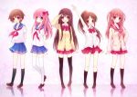  :3 atarashi_ako black_legwear brown_hair fang haramura_nodoka konayuki loafers matsumi_kuro miyanaga_saki multiple_girls pink_hair ponytail reflection ribbon saki saki_achiga-hen salute school_uniform shoes takakamo_shizuno thigh-highs thighhighs twintails v white_legwear 