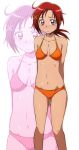  arms_behind_back bikini blush breasts hino_akane manji_(tenketsu) navel orange_bikini precure red_eyes red_hair redhead short_hair smile_precure! solo swimsuit tenketu white_background zoom_layer 