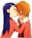  blue_eyes blue_hair blush brown_eyes brown_hair eyes_closed futari_wa_precure futari_wa_pretty_cure heart kiss minakata_sunao misumi_nagisa multiple_girls precure pretty_cure school_uniform serafuku smile yukishiro_honoka yuri 