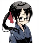  black_hair character_request glasses maeda_risou original side_ponytail track_jacket track_suit 