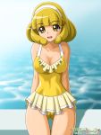  adult blonde_hair casual_one-piece_swimsuit hairband kise_yayoi one-piece_swimsuit onoe precure short_hair smile_precure! swimsuit yellow_eyes 