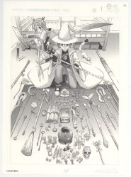  akamatsu_ken albert_chamomille bed book broom bunk_bed cauldron chapter_cover club_(weapon) crystal_ball ermine gohei greyscale grimoire gun handgun hat herb holding holding_staff huge_weapon jewelry kagurazaka_asuna looking_at_viewer mage_staff mahora_academy_middle_school_uniform mahou_sensei_negima! mandrake monochrome negi_springfield official_art pactio potion production_art ring rolled-up_paper school_uniform skull staff sword third-party_source wand weapon weasel weighing_scale witch_hat 