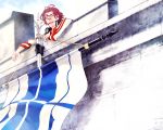  closed_eyes coat eyes_closed flag gensou_suikoden gensou_suikoden_ii kaburaya male red_hair redhead seed_(suikoden) smile solo 