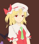  ascot blonde_hair bust flandre_scarlet flat_color hat miyo_(ranthath) red_eyes side_ponytail solo touhou wings 