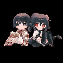  1boy 1other animated animated_gif asahi_sas_brutus au_ra black_eyes black_hair black_horns black_scales blunt_bangs bowl_cut chibi chibi_only commission dragon_horns filigree final_fantasy final_fantasy_xiv flower gloves hair_flower hair_ornament high_ponytail horns hyur izumi_tol_amulius japanese_clothes jf5437 kimono long_hair original other_with_male ponytail red_eyes scales short_hair skeb_commission smile yukata 