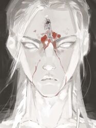  2boys all_wishes_come_true! black_background black_hair blood blood_on_clothes blood_on_face blood_splatter bottle chinese_clothes chinese_commentary closed_mouth collarbone commentary_request faux_traditional_media hanfu highres implied_yaoi injury long_hair lv_dongbin_(all_wishes_come_true!) lying male_focus multiple_boys multiple_views on_side painterly ponytail portrait projected_inset qingsongshu876 robe sidelocks simple_background sketch solo_focus statue upper_body white_hanfu zhongli_quan_(all_wishes_come_true!) 