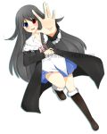  bellezza_felutia black_hair blue_eyes boots heterochromia jacket long_hair original red_eyes shirt skirt solo trap 