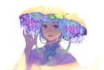  aqua_eyes aqua_hair bust flower hat hiko_(scape) hydrangea looking_at_viewer original petals solo umbrella 