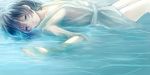 bathrobe black_hair blue_eyes kotaro-nosuke lying murasa_minamitsu partially_submerged short_hair solo touhou water 