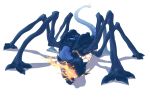  claws digimon digimon_adventure_02 flame green_eyes highres horns horusuke monster multiple_legs no_humans open_mouth sharp_teeth solo spikes tail 