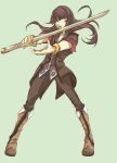  boots long_hair male shiro_(reptil) simple_background solo standing sword tales_of_(series) tales_of_vesperia weapon yuri_lowell 