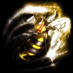  beedrill glint no_humans pokemon pokemon_(creature) red_eyes shiny solo sparkle stinger wings yilx 