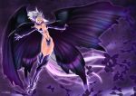  breasts butterfly butterfly_wings circlet crossed_legs_(standing) fangs fantasy glowing open_mouth outstretched_arms pixiv_fantasia pixiv_fantasia_sword_regalia purple silhouette solo spread_arms thigh-highs thigh_boots thighhighs tiara watermark white_hair wings yagisaka_seto yellow_eyes 