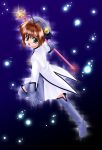  brown_hair card_captor_sakura cardcaptor_sakura child gloves kinomoto_sakura light_particles magic magical_girl mutsuki_mikatsu thigh-highs thigh_boots thighhighs wand 