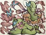  butterfly fine_art_parody flower meganium nihonga no_humans parody pokemon pokemon_(creature) pokemon_(game) shimanoko solo wink yellow_eyes 