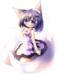  animal_ears blush child copyright_request flat_chest fox_ears fox_tail highres multiple_tails purple_eyes purple_hair short_hair simple_background solo tail tinkvov violet_eyes white_background 