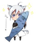  animal_ears cat_ears fish kemonomimi_mode melty_blood nagato123 purple_eyes riesbyfe_stridberg solo tail tsukihime violet_eyes white_hair 