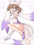  bare_legs bare_shoulders blue_eyes breasts brown_hair china_dress chinese_clothes cosplay dress haruka_(pokemon) hat looking_at_viewer macro_(macroo) mienshao mienshao_(cosplay) pokemon pokemon_(game) pokemon_bw pokemon_rse sideboob solo twintails yuu-&gt;_(macro) 