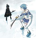  blood blue_hair cape dark_persona drawr dual_persona evil_grin evil_smile gloves grin hair_ornament hairclip magical_girl mahou_shoujo_madoka_magica miki_sayaka nao-08 parody short_hair smile sword the_legend_of_zelda thigh-highs thighhighs weapon 