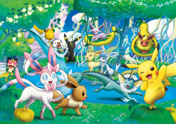  :3 ;3 ^_^ animal_focus artist_request blue_sky closed_eyes closed_mouth clouds commentary day dot_nose eevee english_commentary espeon evolutionary_line fangs flareon flower forehead_jewel forked_tail glaceon gourd grass heart heart-shaped_eyes highres jolteon leafeon meowth nature no_humans official_art one_eye_closed open_mouth oshawott outdoors pikachu plant plant_roots pokemon pokemon_(anime) pokemon_(creature) pokemon_focus pokemon_the_series:_black_&amp;_white pond seashell shell sky smile splashing standing standing_on_one_leg sylveon tail third-party_source tree umbreon vaporeon vines water waterfall 