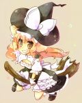  apron blonde_hair bloomers blush bow braid broom curiosities_of_lotus_asia grin hair_bow hat hat_bow kirisame_marisa sen1986 short_sleeves simple_background single_braid smile solo star touhou witch witch_hat wrist_cuffs yellow_eyes 