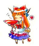  akatsuki_hiro bow chain chains hair_bow heart horn_bow horns ibuki_suika long_hair sakazuki solo spoken_heart touhou traditional_media 