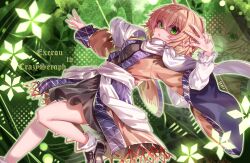  1girl artist_name black_dress blonde_hair breasts brown_haori brown_shoes chinese_commentary commentary_request danmaku dress green_background green_eyes haori highres japanese_clothes leg_up loafers long_sleeves looking_at_viewer medium_hair mizuhashi_parsee pointy_ears sash scarf shoes small_breasts socks solo thighs top-exerou touhou white_sash white_scarf white_socks zoom_layer 