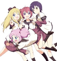  akaza_akari aqua_eyes black_hair blonde_hair blue_eyes funami_yui long_hair multiple_girls pink_hair purple_eyes red_hair redhead school_uniform serafuku short_hair toshinou_kyouko touge_hiro violet_eyes yellow_eyes yoshikawa_chinatsu yuru_yuri 