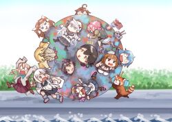  akebono_(kancolle) ball breasts hatakaze_(kancolle) hibiki_(kancolle) kagerou_(kancolle) kagerou_kai_ni_(kancolle) kantai_collection kasuga_maru_(kancolle) katamari_damacy large_breasts long_hair makigumo_(kancolle) makigumo_kai_ni_(kancolle) mikazuki_(kancolle) multiple_girls nwr orb outdoors raccoon rensouhou-chan richard_p._leary_(kancolle) rolling running school_uniform scirocco_(kancolle) serafuku shigure_(kancolle) shigure_kai_ni_(kancolle) shimakaze_(kancolle) shirakumo_(kancolle) short_hair sleeves_past_fingers sleeves_past_wrists stuck ume_(kancolle) verniy_(kancolle) 