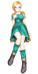  bianca blonde_hair braid breast_hold breasts dragon_quest dragon_quest_v dress erect_nipples hair_over_shoulder long_hair lying no_bra solo st.germain-sal 