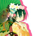  avatar:_the_last_airbender black_hair blind flower hair_flower hair_ornament japanese_clothes kimono knknknk parasol solo toph_bei_fong umbrella 