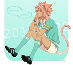  animal_ears armband bracelet cat_ears cat_tail dark_skin goggles inazuma_eleven inazuma_eleven_(series) jewelry long_hair male oumihara pink_hair romaji soccer_uniform solo tail temari114 tsunami_jousuke 