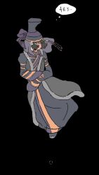  1girl beads black_background black_coat blue_boots blue_dress blue_hat boots boqta bow chinese_commentary chinese_text coat commentary_request deel dress faceless faceless_female floating_clothes floating_hair full_body fur-trimmed_coat fur_trim hands_on_lap hat hat_bow highres juliet_sleeves long_sleeves mai_kajing mongolian_clothes open_clothes open_coat puffy_sleeves purple_veil simple_background sitting sleeveless sleeveless_coat sleeves_past_wrists solo speech_bubble tenmaku_no_jaadugar thought_bubble toregene_(tenmaku_no_jaadugar) translation_request veil wind 