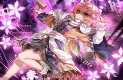  1girl artist_name black_dress blonde_hair breasts brown_haori brown_shoes chinese_commentary clenched_teeth commentary_request danmaku dress green_eyes hammer haori highres holding holding_hammer japanese_clothes leg_up loafers long_sleeves looking_at_viewer medium_hair mizuhashi_parsee pink_background pointy_ears sash scarf shaded_face shoes small_breasts socks solo straw_doll teeth thighs top-exerou touhou ushi_no_koku_mairi voodoo_doll white_sash white_scarf white_socks zoom_layer 