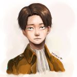  1boy annayoon95 ascot brown_hair dated expressionless jacket rivaille shingeki_no_kyojin signature solo 