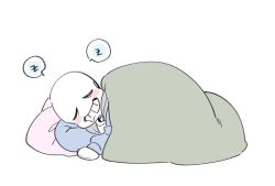  1boy 2023 2d blanket blue_jacket closed_eyes digital_media drooling full_body grey_hood hood hood_down hooded_jacket humanoid jacket long_sleeves lying male male_focus male_only miya31 monster monster_boy on_side open_clothes open_jacket pillow sans_(undertale) shirt simple_background skeleton sleeping solo spoken_zzz teeth undead undertale utdr_(toby_fox) white_background white_shirt zzz 