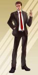  brown_hair cigarette doujima_ryoutarou facial_hair formal magatsumagic male necktie persona persona_4 solo stubble suit 