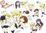  bad_id blonde_hair brown_hair carrying closed_eyes eyes_closed goshiki_agiri kill_me_baby long_hair momomo multiple_girls necktie open_mouth oribe_yasuna princess_carry purple_hair ribbon school_uniform short_hair skirt sonya_(kill_me_baby) translation_request twintails 