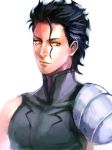  ahoge black_hair fate/zero fate_(series) lancer_(fate/zero) magatsumagic male mole realistic simple_background solo white_background yellow_eyes 