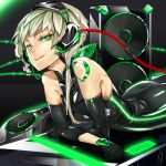  blonde_hair character_request elbow_gloves gloves green_eyes headset laio looking_back original solo techno vocaloid vocaloid_append 