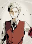  armband bad_id brown_eyes cardigan_vest grey_hair kyou_zip male persona persona_3 sanada_akihiko short_hair solo vest 