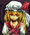  blonde_hair blood blood_on_face flandre_scarlet hat litlicha red_eyes red_hair redhead solo touhou wings 