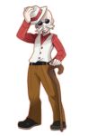  bald belt cane facial_hair grin hat hat_removed headwear_removed katsura_(pokemon) lowres male mustache nekoichi pokemon pokemon_(game) pokemon_hgss smile solo standing sunglasses vest white_hair 