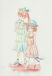  camisole chen highres kaenbyou_rin meshi multiple_girls popsicle touhou traditional_media watercolor_(medium) 