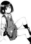  attsun_(atsushi_jb) black_hair highres original sitting skirt sleeves_pushed_up solo 