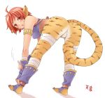  :o ahoge animal_ears ass bent_over blush breath_of_fire breath_of_fire_ii cat_ears facial_mark fang hasu_(hk_works) looking_back red_eyes rinpoo_chuan solo tail tiger_print 