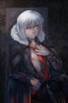  bad_id bob_cut cape chair command_spell dark_persona fate/zero fate_(series) glowing glowing_eyes male necktie red_eyes solo vertical_stripes waver_velvet white_hair xm3bp6 