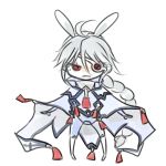  ahoge animal_ears blazblue bodysuit braid bunny_ears cape chibi chibibro eyepatch long_hair nu-13 rabbit_ears red_eyes silver_hair single_braid solo 