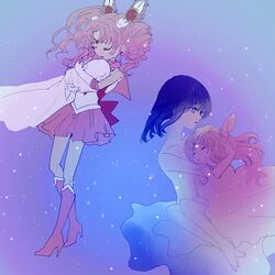  3girls baby bishoujo_senshi_sailor_moon boots chibi_usa child closed_eyes eyes_closed friends holding hug messy_hair multiple_girls nude sailor_chibi_moon short_hair spoilers time_paradox tomoe_hotaru topless twintails yuri zaza415 